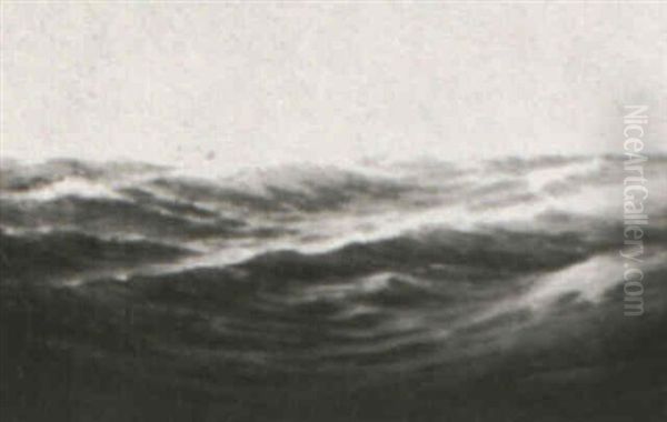 Distant Clippership In Heavy Seas Oil Painting by C. Myron Clark