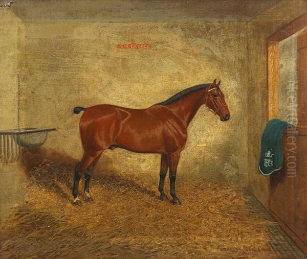 Sir George, Standing Chesnut In Stables Oil Painting by Frederick Albert Clark