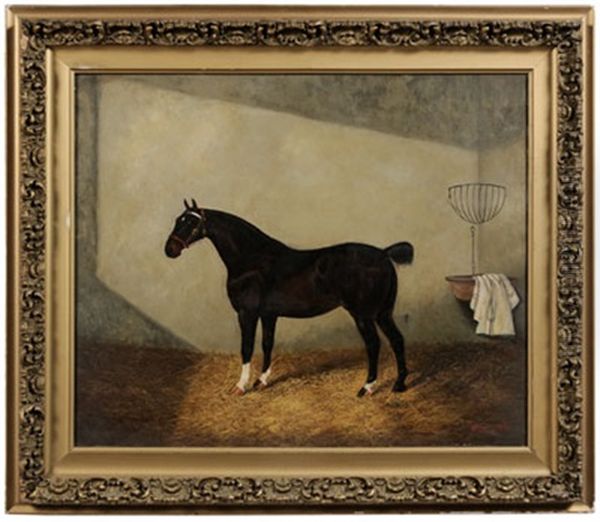 A Hunter In A Stall Oil Painting by Frederick Albert Clark