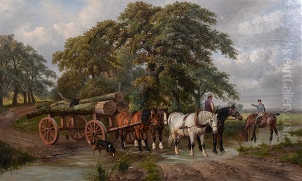 The Logging Cart Oil Painting by James Clark