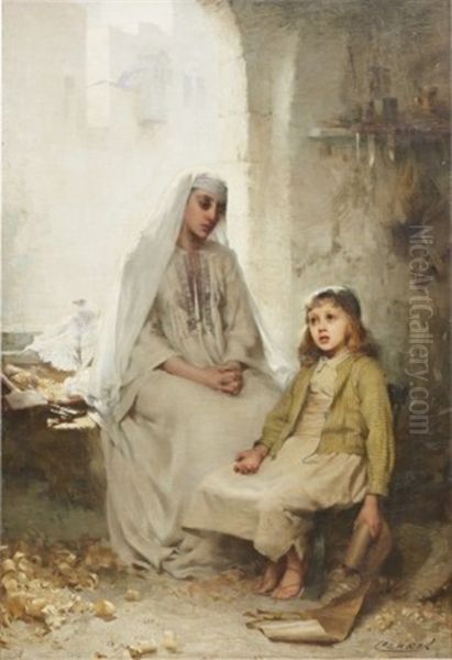 Mor Och Dotter Oil Painting by James Clark