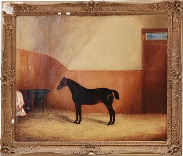 Horse In Stall Oil Painting by James Clark