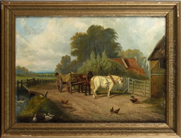 At The Farm Gate Oil Painting by James Clark