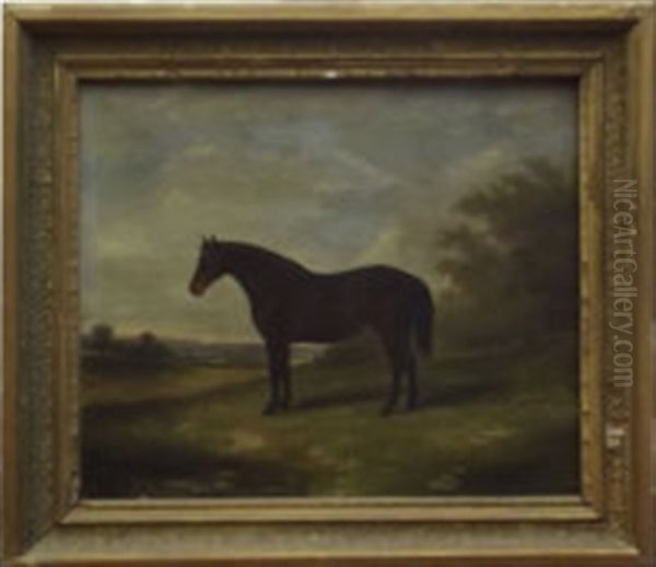 Horse In A Landscape Oil Painting by James Clark