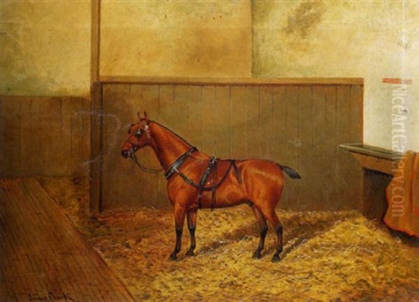 Portrait Of A Horse In A Stable Oil Painting by James Clark