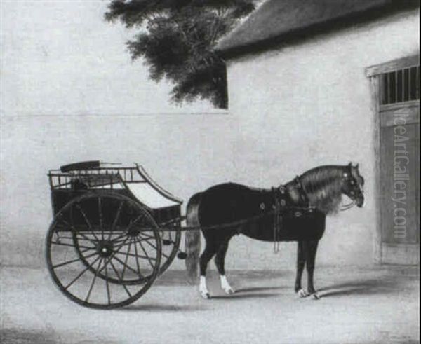 A Carriage Horse Outside A Stable Oil Painting by James Clark