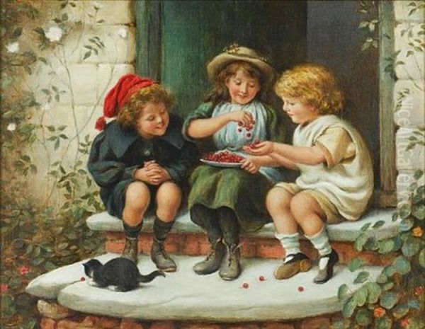 A Bowl Of Cherries Oil Painting by Joseph Clark