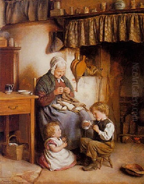 Helping Grannie Oil Painting by Joseph Clark