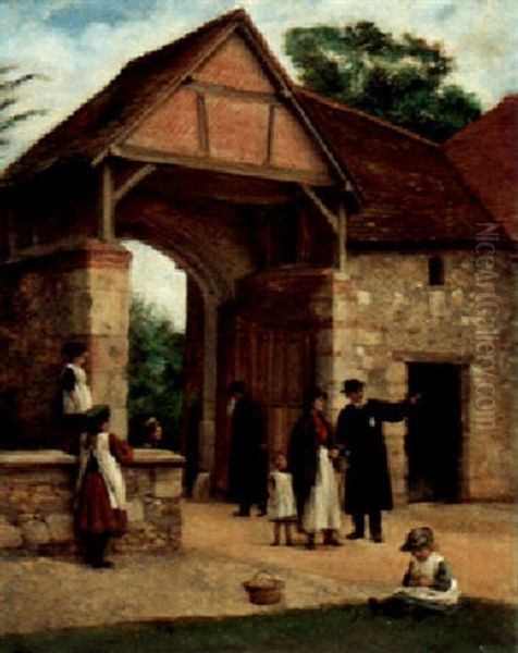 By The Village Doorway Oil Painting by Joseph Clark