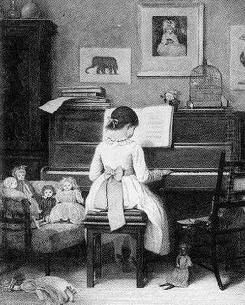 Piano Practice Oil Painting by Joseph Clark