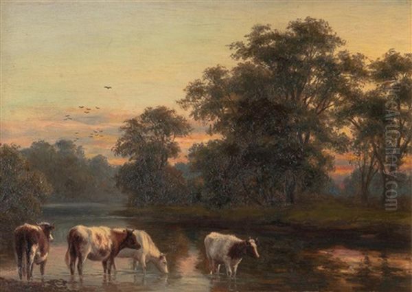 Evening On The Tees 1888 Oil Painting by Joseph Dixon Clark