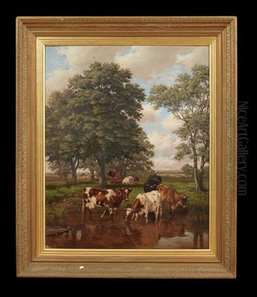 Highland Cattle Oil Painting by Joseph Dixon Clark