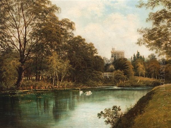 Windsor Castle With River Thames Oil Painting by Octavius Thomas Clark