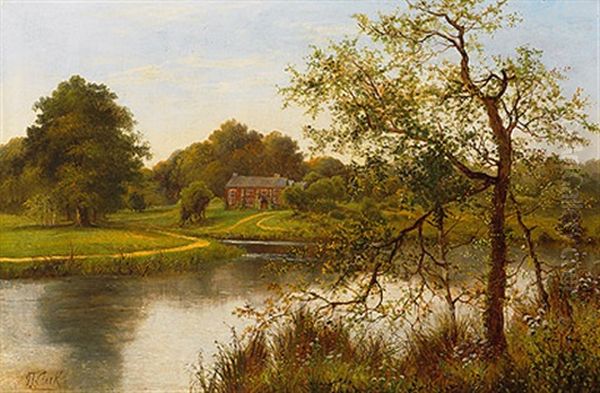 Herbstliche Flusslandschaft Mit Herrenhaus Oil Painting by Octavius Thomas Clark