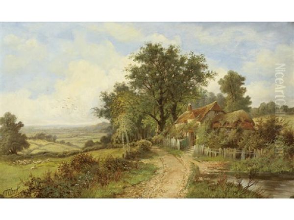 The Cottage Lane Oil Painting by Octavius Thomas Clark