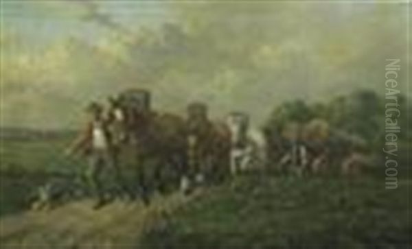 A Logging Team On A Track Oil Painting by Samuel Joseph Clark