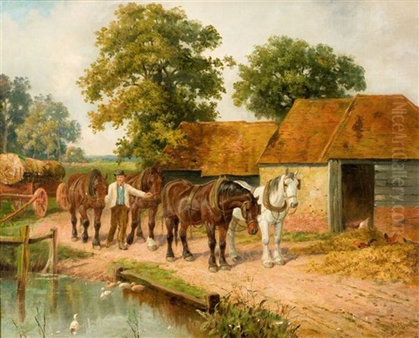 Untitled (farm Scene) Oil Painting by Samuel Joseph Clark