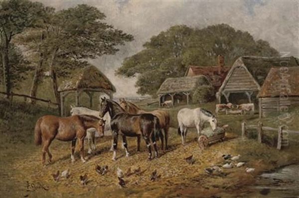 A Sunny Day In The Farmyard Oil Painting by Samuel Joseph Clark