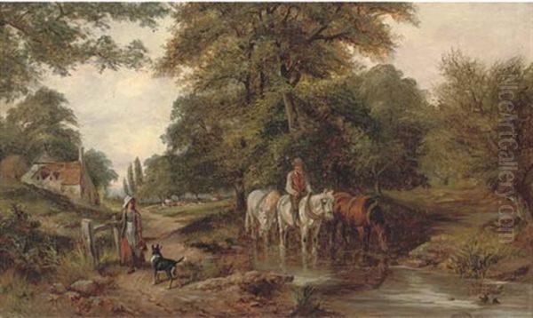 Watering The Team Oil Painting by Samuel Joseph Clark