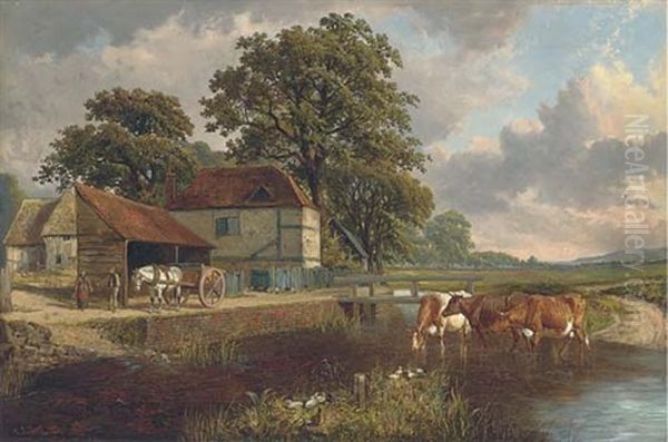 A Summer's Day On The Farm Oil Painting by Samuel Joseph Clark