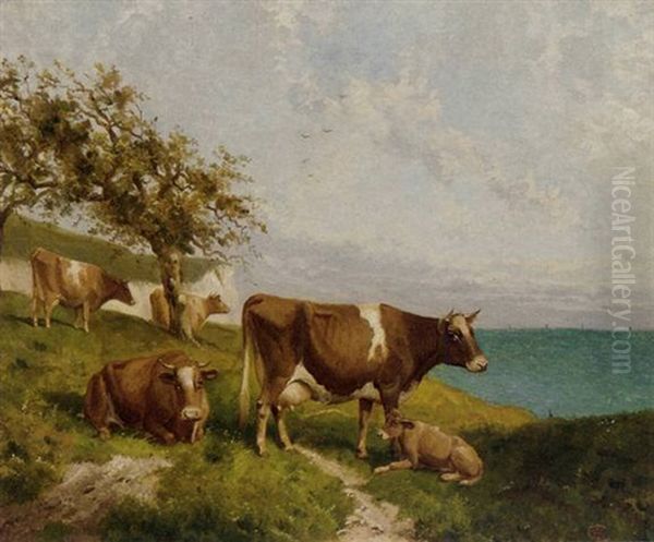 Cattle On The Cliffs Oil Painting by Samuel Joseph Clark