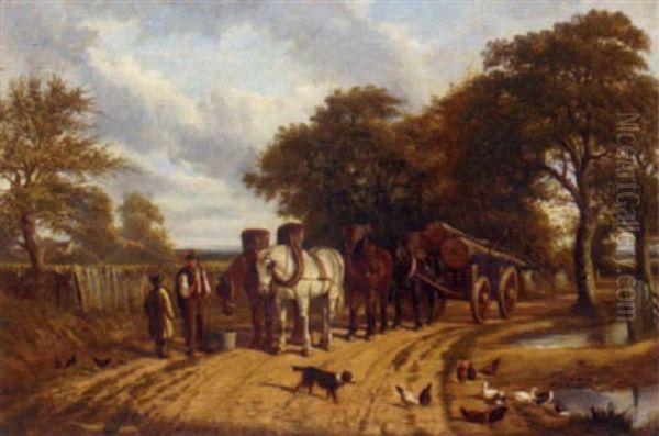 Logging Oil Painting by Samuel Joseph Clark