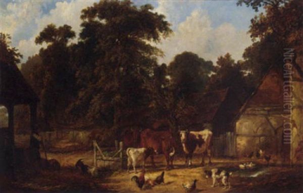 Farmyard Friends Oil Painting by Samuel Joseph Clark