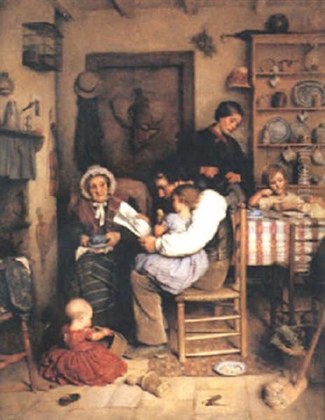 Familjeinterior Oil Painting by Thomas Clark