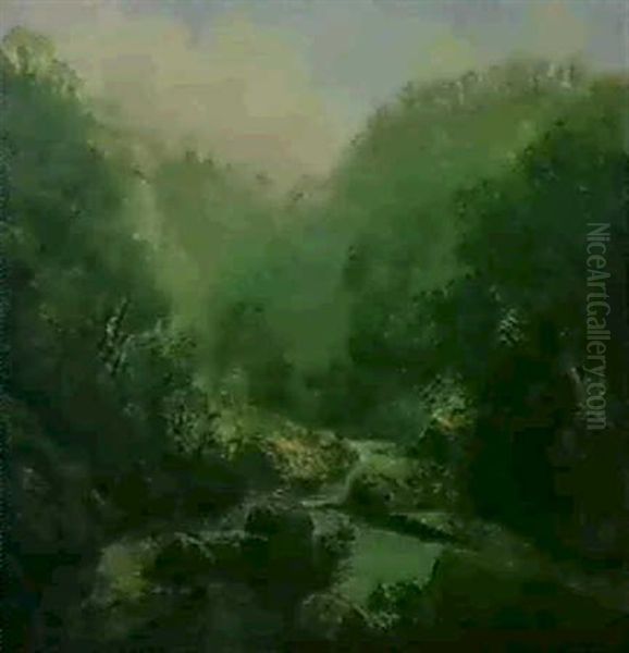 Waldflusslandschaft Oil Painting by Thomas Clark