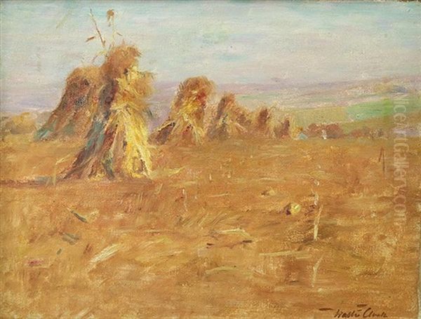 Haystacks Oil Painting by Walter Clark