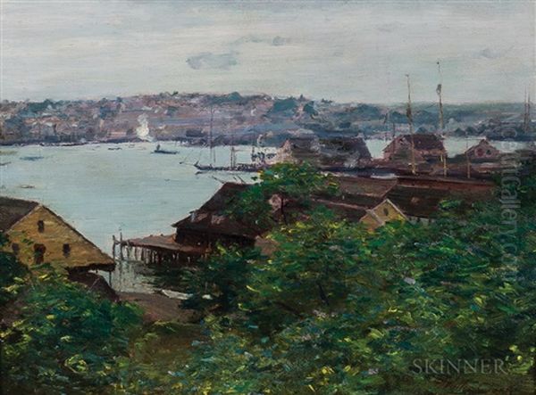 View Of Gloucester Harbor From Banner Hill Oil Painting by Walter Clark