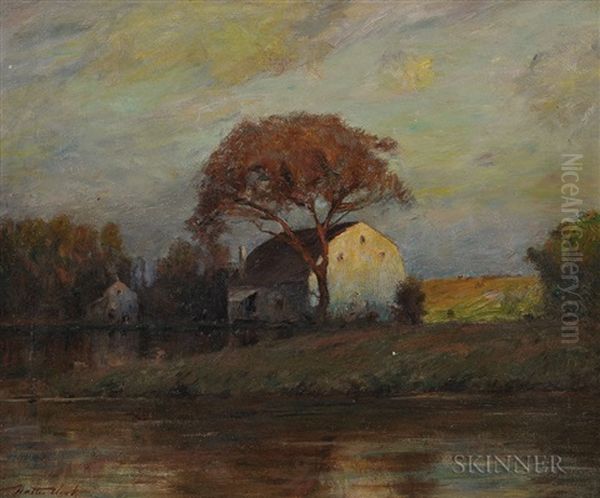 House On The Water's Edge Oil Painting by Walter Clark