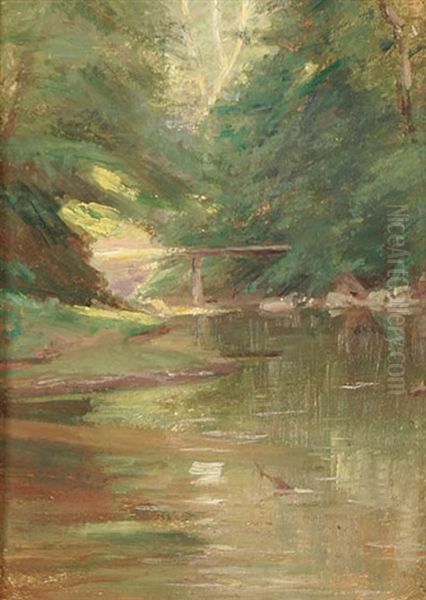 Bridge Over The Brook Oil Painting by Walter Clark