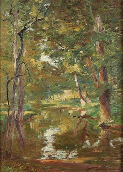 Forest Stream Oil Painting by Walter Clark