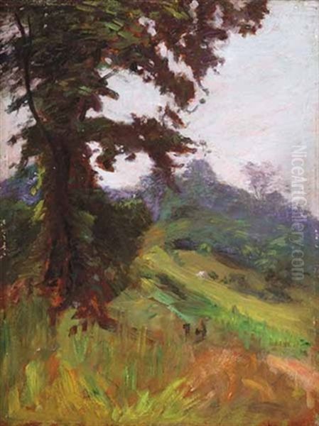 Hillside Oil Painting by Walter Clark