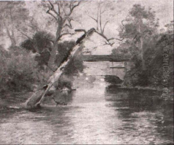 Covered Bridge Oil Painting by Walter Clark