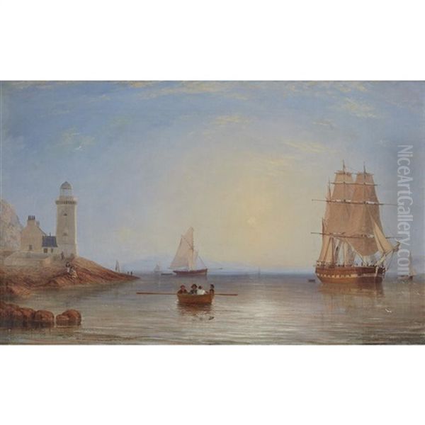 Shipping Off The Cloch Lighthouse Oil Painting by William Clark