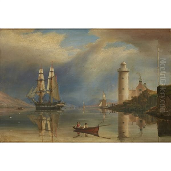 Shipping Off The Cloch Lighthouse Oil Painting by William Clark