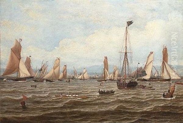 The 1835 Royal Northern Club Regatta Off Greenock Oil Painting by William Clark