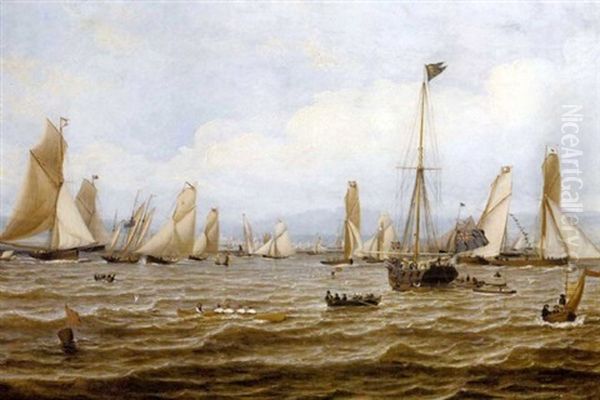 The 1835 Royal Northern Club Regatta Off Greenock Oil Painting by William Clark