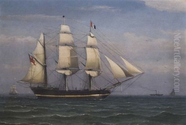 An Outward Bound Barque Off The Firth Of Clyde Oil Painting by William Clark