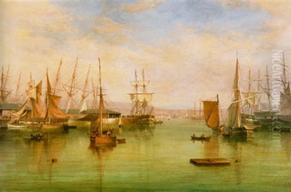 Shipping Inside The West Harbour, Greenock Oil Painting by William Clark