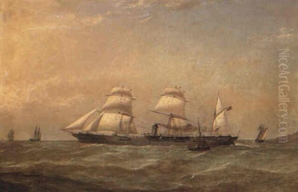 The P&o Auxiliary Barque Rigged Screw Steamer Deccan Leaving The Clyde Oil Painting by William Clark