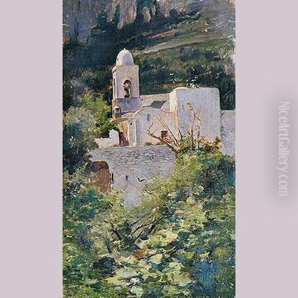 Iglesia Del Santisimo Salvador En Capri Oil Painting by Angel Andrade Blasquez