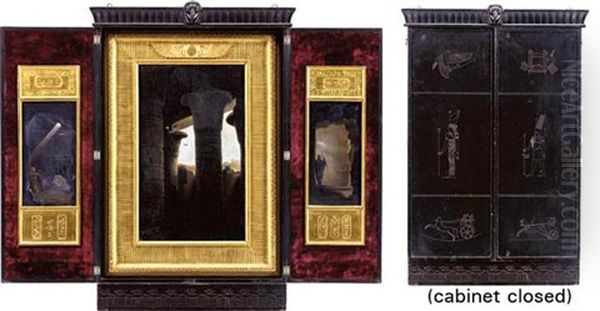 A Triptych Of Egyptian Ruins Oil Painting by Sarah Anne Freeman Clarke