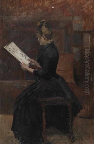 Femme A La Lecture Oil Painting by Jean Eugene Clary