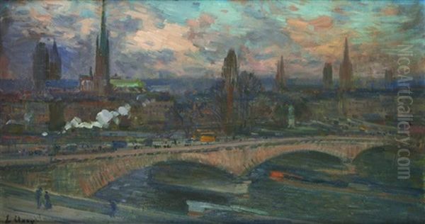 Vue De Rouen Oil Painting by Jean Eugene Clary