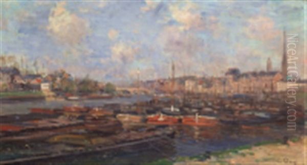 Vue De Rouen Oil Painting by Jean Eugene Clary