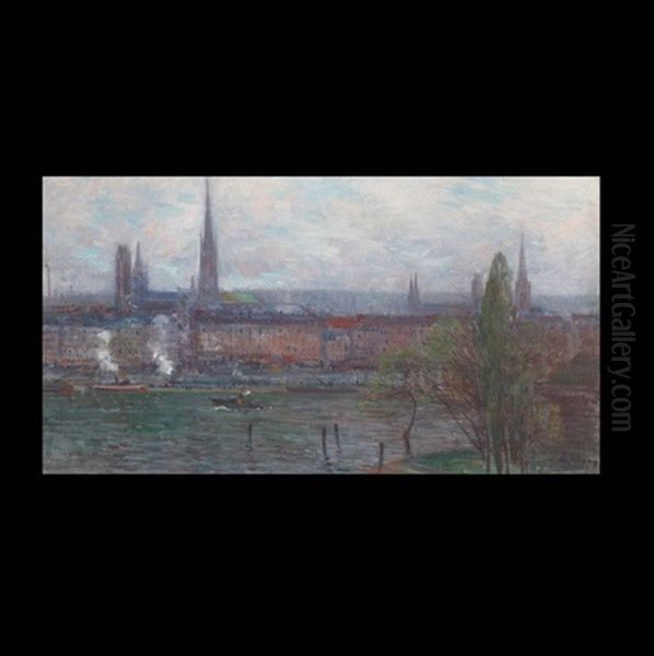 A View Of Rouen Oil Painting by Jean Eugene Clary