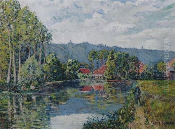 River Landscape Oil Painting by Adolphe Clary-Baroux